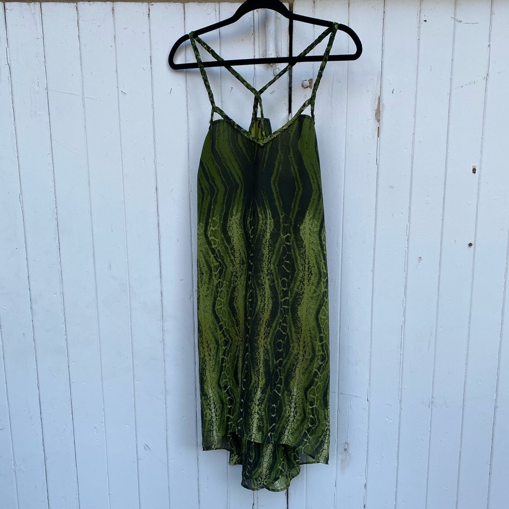 Braided and Beautiful Green Snake Print Dress